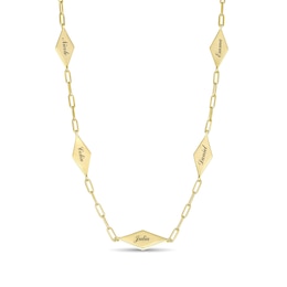 Engravable Geometric Station Paperclip Chain Necklace in Sterling Silver with 10K Gold Plate