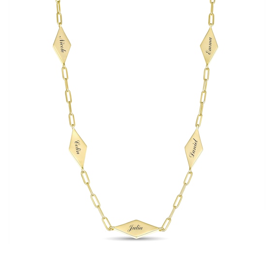 Engravable Geometric Station Paperclip Chain Necklace in Sterling Silver with 10K Gold Plate
