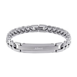 Engravable ID Curb Chain Bracelet in Stainless Steel
