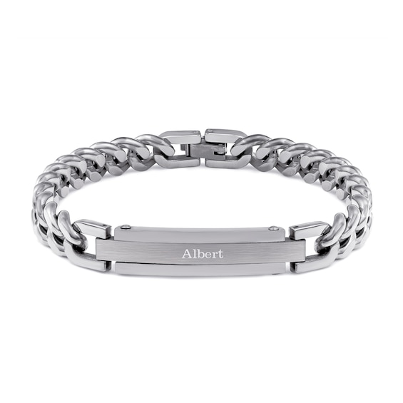 Engravable ID Curb Chain Bracelet in Stainless Steel