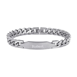 Engravable ID Curb Chain Bracelet in Stainless Steel