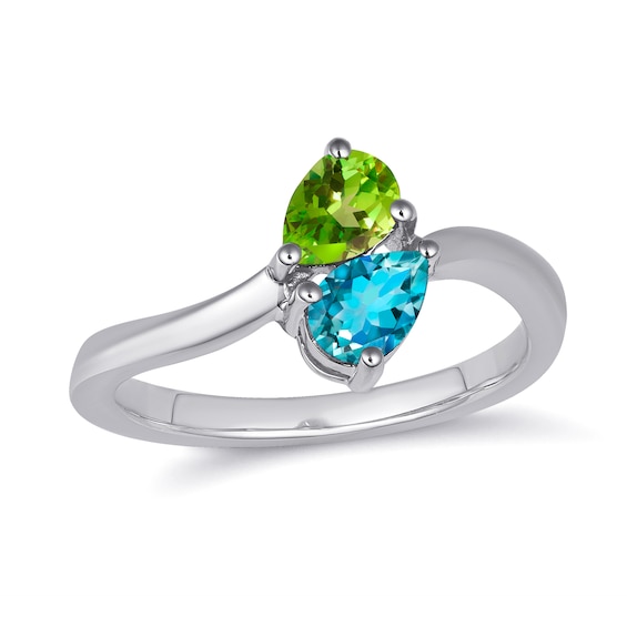 Toi et Moi Pear-Shaped Birthstone Bypass Ring
