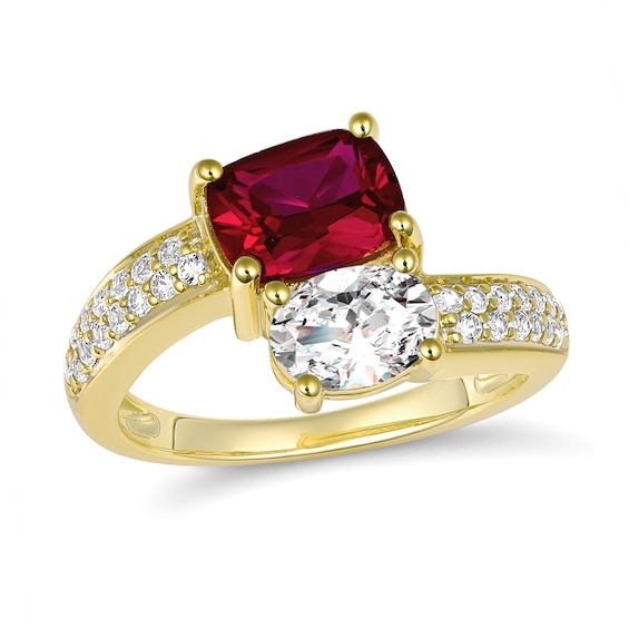 Toi et Moi Cushion-Cut and Oval Stacked Birthstone Ring