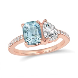 Toi et Moi Cushion-Cut and Pear-Shaped Birthstone Ring