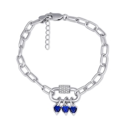 Heart-Shaped Birthstone Paperclip Chain Bracelet in Sterling Silver with 10K Gold Plate