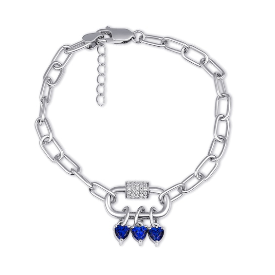Heart-Shaped Birthstone Paperclip Chain Bracelet in Sterling Silver with 10K Gold Plate