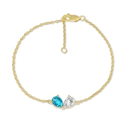 Toi et Moi Pear-Shaped Birthstone Bracelet