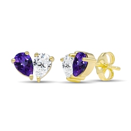 Toi et Moi Pear-Shaped Birthstone Stud Earrings