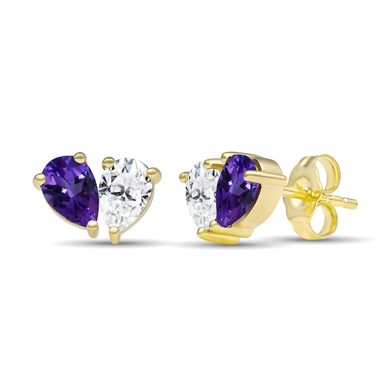 Toi et Moi Pear-Shaped Birthstone Stud Earrings