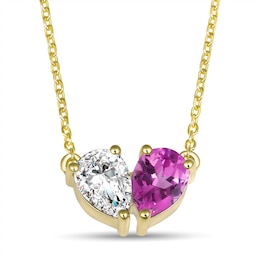 Toi et Moi Pear-Shaped Birthstone Necklace