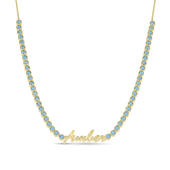 Birthstone Name Necklace - 1 Name