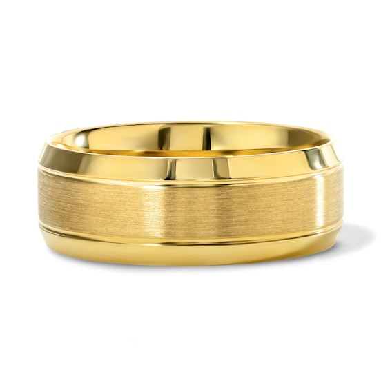 8.0mm Engravable Brushed Center Wedding Band in 10K Gold