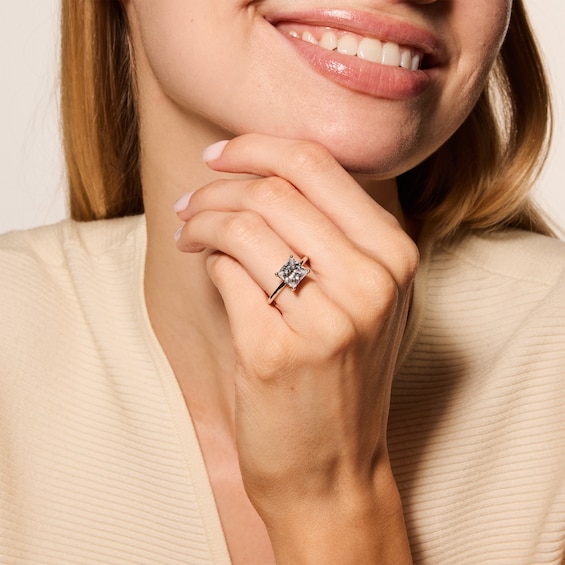 2-3/4 CT. T.w. Certified Princess-Cut Lab-Grown Diamond Solitaire Hidden Frame Engagement Ring in 14K White Gold (F/Vs2)