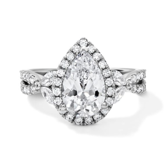 2-1/6 CT. T.w. Certified Pear-Shaped Lab-Grown Diamond Frame Engagement Ring in 14K White Gold (F/Vs2)