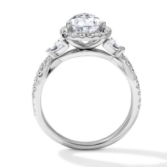 2-1/6 CT. T.w. Certified Pear-Shaped Lab-Grown Diamond Frame Engagement Ring in 14K White Gold (F/Vs2)