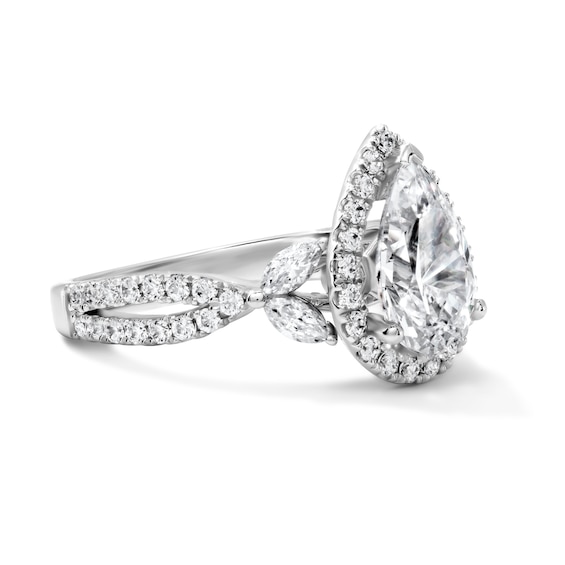 2-1/6 CT. T.w. Certified Pear-Shaped Lab-Grown Diamond Frame Engagement Ring in 14K White Gold (F/Vs2)