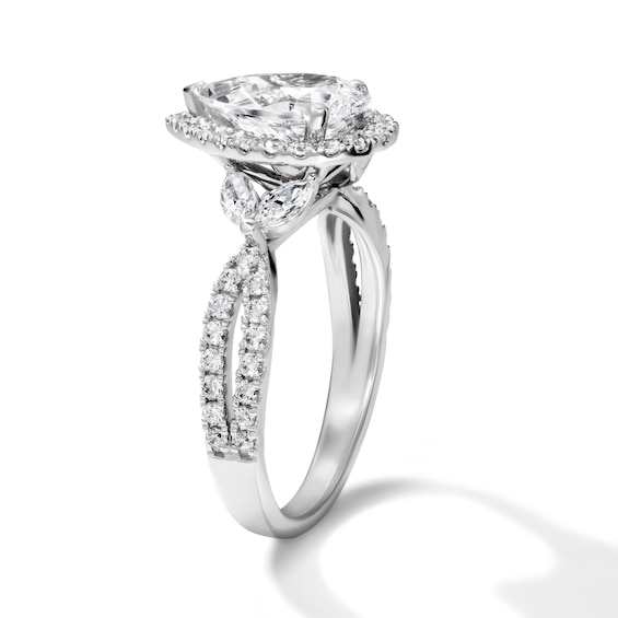 2-1/6 CT. T.w. Certified Pear-Shaped Lab-Grown Diamond Frame Engagement Ring in 14K White Gold (F/Vs2)