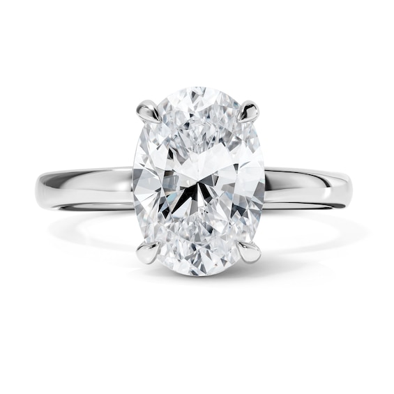 3-1/4 CT. T.w. Certified Oval Lab-Grown Diamond Solitaire Hidden Frame Engagement Ring in 14K White Gold (F/Vs2)