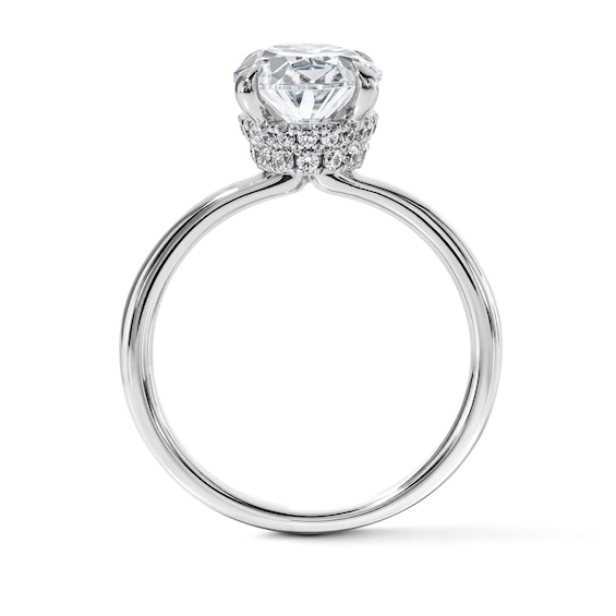 3-1/4 CT. T.w. Certified Oval Lab-Grown Diamond Solitaire Hidden Frame Engagement Ring in 14K White Gold (F/Vs2)