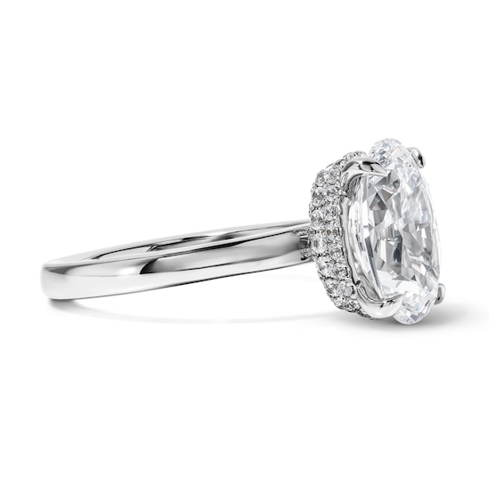 3-1/4 CT. T.w. Certified Oval Lab-Grown Diamond Solitaire Hidden Frame Engagement Ring in 14K White Gold (F/Vs2)