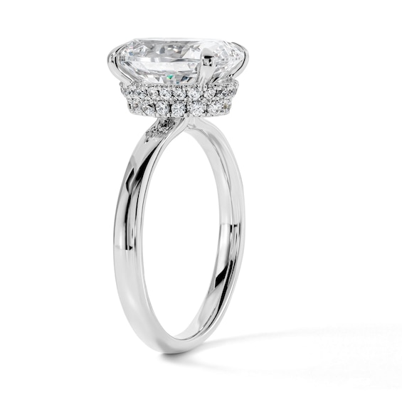 3-1/4 CT. T.w. Certified Oval Lab-Grown Diamond Solitaire Hidden Frame Engagement Ring in 14K White Gold (F/Vs2)