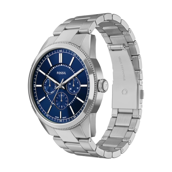 Men's Fossil Pearson Multifunction Stainless Steel Watch with Blue Dial (Model: Fs6134)