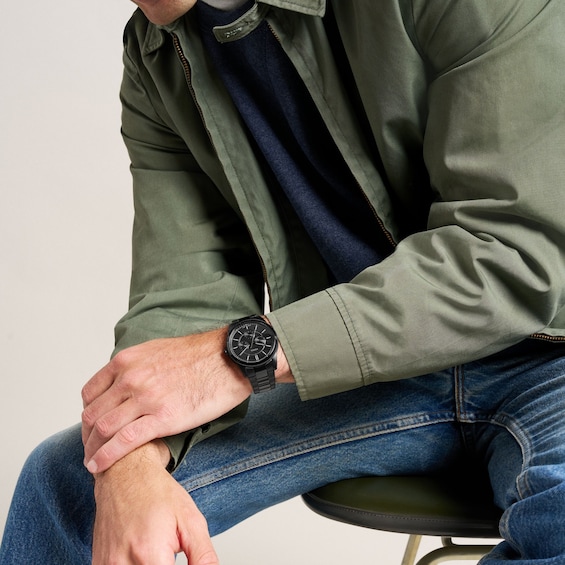 Men's Fossil Pearson Multifunction Black IP Stainless Steel Watch with Black Dial (Model: Fs6135)