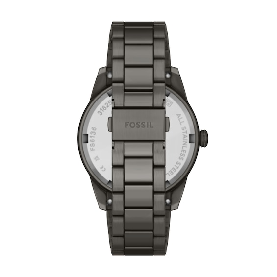 Men's Fossil Pearson Multifunction Gray IP Stainless Steel Watch with Black Dial (Model: Fs6136)