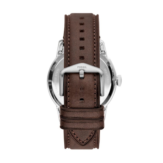 Men's Fossil Townsman Stainless Steel Automatic Watch with Black Dial and Brown Leather Strap (Model: Me3061)