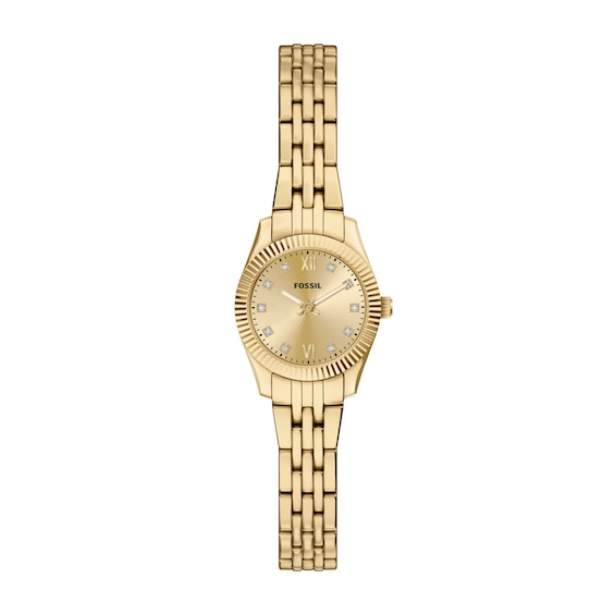 Ladies' Fossil Scarlette Mini Gold-Tone IP Stainless Steel Watch with Gold-Tone Dial and Crystals (Model: Es5474)