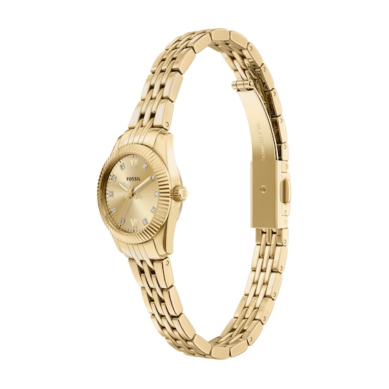 Ladies' Fossil Scarlette Mini Gold-Tone IP Stainless Steel Watch with Gold-Tone Dial and Crystals (Model: Es5474)