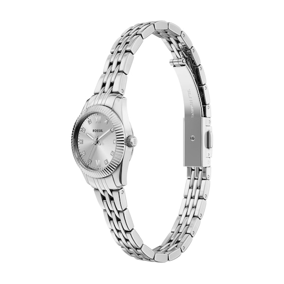 Ladies' Fossil Scarlette Mini Stainless Steel Watch with Silver-Tone Dial and Crystals (Model: Es5475)