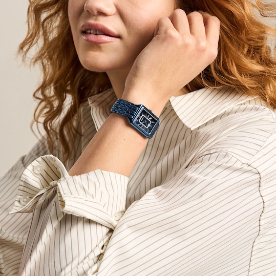 Ladies' Fossil Raquel Navy IP Stainless Steel Watch with Blue Mother-of-Pearl Dial and Crystals (Model: Es5479)