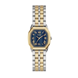 Ladies' Fossil Harlow Two-Tone IP Stainless Steel Watch with Navy Dial (Model: ES5480)