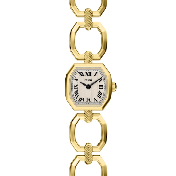 Ladies' Fossil Harlow Mini Gold-Tone IP Stainless Steel Watch with Cream Dial (Model: Es5483)