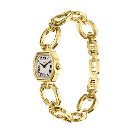 Ladies' Fossil Harlow Mini Gold-Tone IP Stainless Steel Watch with Cream Dial (Model: Es5483)