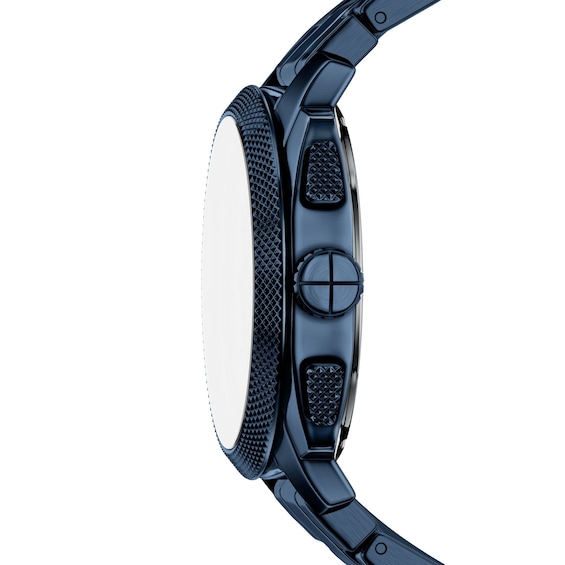 Men's Fossil Machine Chronograph Navy IP Stainless Steel Watch with Navy Dial (Model: Fs6167)