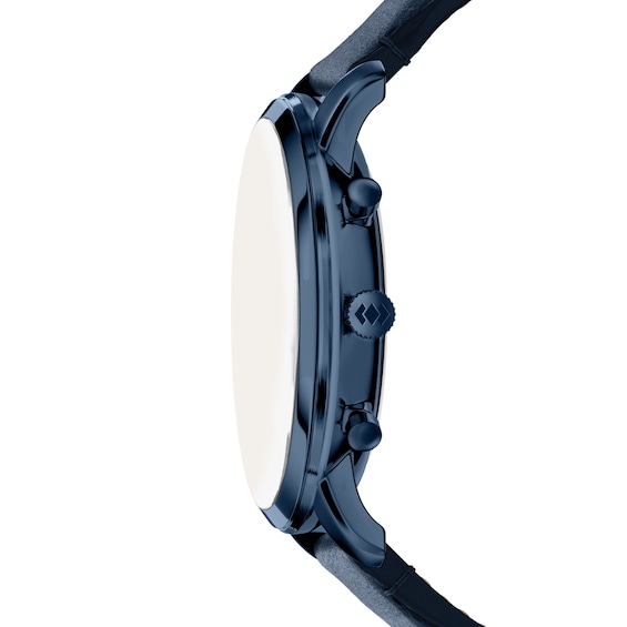 Men's Fossil Neutra Chronograph Navy IP Stainless Steel Watch with Navy Dial and Leather Strap (Model: Fs6168)