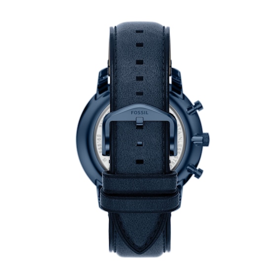 Men's Fossil Neutra Chronograph Navy IP Stainless Steel Watch with Navy Dial and Leather Strap (Model: Fs6168)