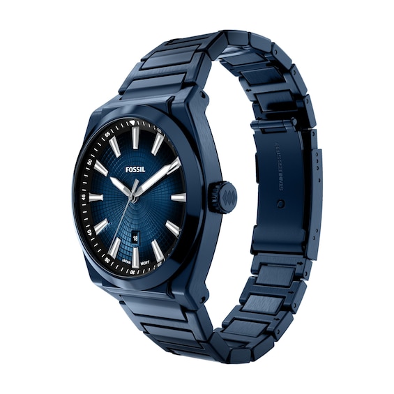 Men's Fossil Everett Navy IP Stainless Steel Watch with Navy Dial (Model: Fs6169)