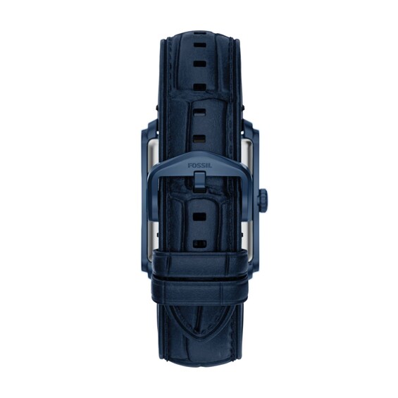 Men's Fossil Carraway Navy IP Stainless Steel Watch with Navy Dial and Leather Strap (Model: Fs6170)