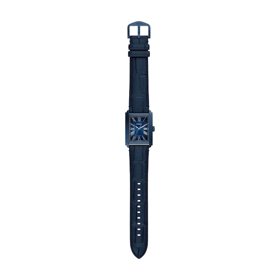 Men's Fossil Carraway Navy IP Stainless Steel Watch with Navy Dial and Leather Strap (Model: Fs6170)