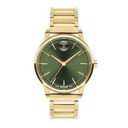 Men's Movado Bold® Spectra Gold-Tone IP Stainless Steel Watch with Green Dial (Model: 3601440)