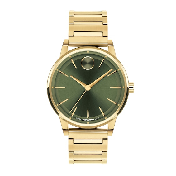 Men's Movado Bold® Spectra Gold-Tone IP Stainless Steel Watch with Green Dial (Model: 3601440)