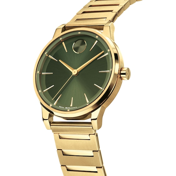Men's Movado Bold® Spectra Gold-Tone IP Stainless Steel Watch with Green Dial (Model: 3601440)