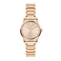 Ladies' Movado Bold® Spectra Rose-Tone IP Stainless Steel Watch with Rose-Tone Dial and Crystals (Model: 3601437)
