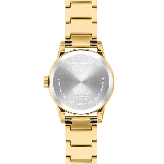Ladies' Movado Bold® Spectra Gold-Tone IP Stainless Steel Watch with Gold-Tone Dial and Crystals (Model: 3601438)