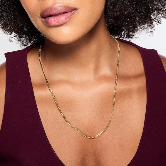 3.0mm Cuban Curb Chain Necklace in Hollow 10K Gold - 22"