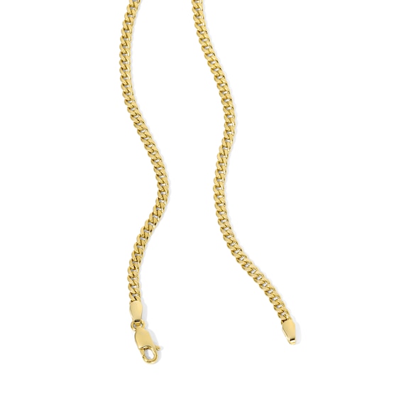 3.0mm Cuban Curb Chain Necklace in Hollow 10K Gold - 22"
