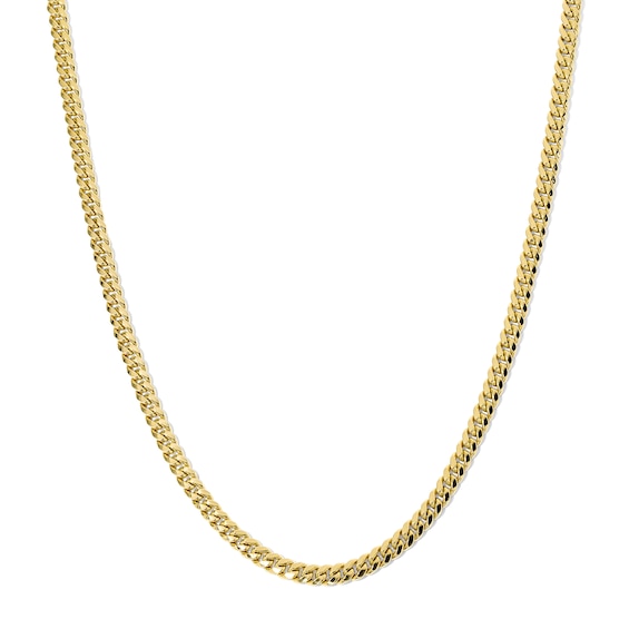 3.0mm Cuban Curb Chain Necklace in Hollow 10K Gold - 18"